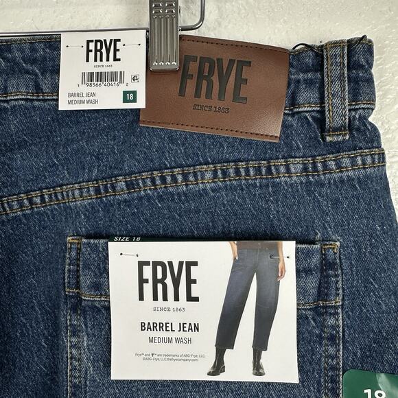 FRYE Barrel Jeans Women Size 18 Medium Wash High Rise Button Fly Denim Tapered - Picture 7 of 11